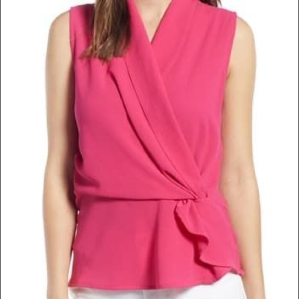 NWOT Halogen Draped Sleeveless V-Neck Blouse